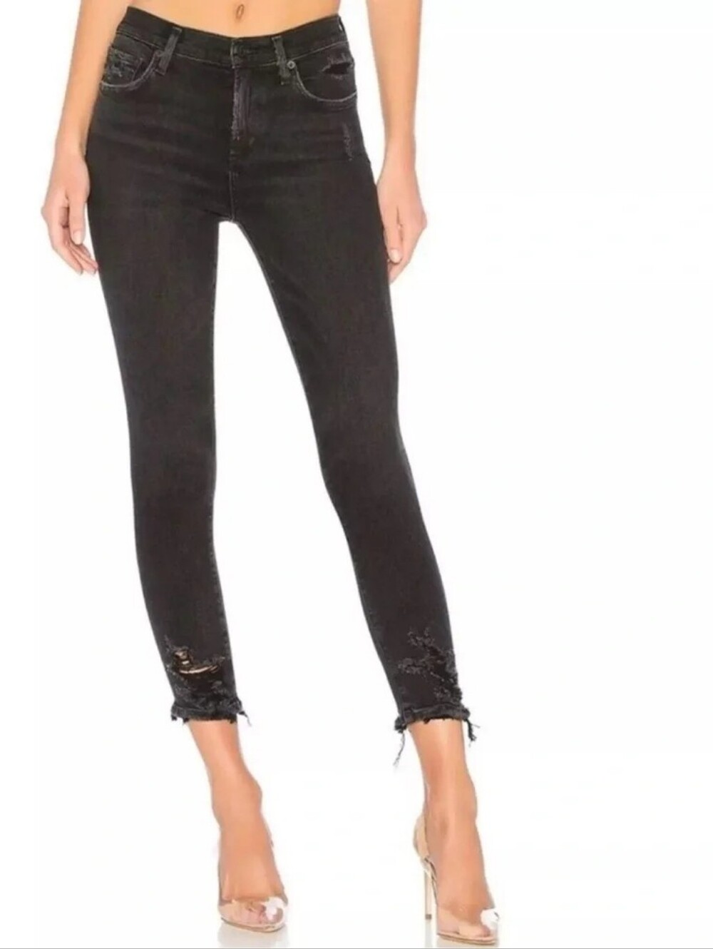 Agolde Sophie High Rise Skinny Cropped Jean In Temple Black Size 27